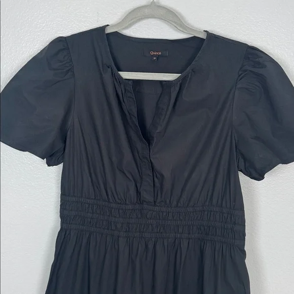Quince Organic Poplin Cotton Black Tiered Maxi Dress with Pickets size medium - Picture 3 of 10
